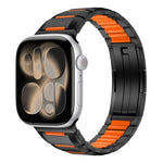 多面橡膠鑲嵌不鏽鋼錶帶，適用於 Apple Watch 46mm / 49mm / 45mm / 44mm，適用於 Apple Watch 42mm / 41mm / 40mm / 38mm