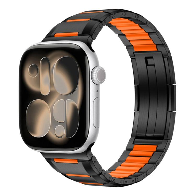 多面橡膠鑲嵌不鏽鋼錶帶，適用於 Apple Watch 46mm / 49mm / 45mm / 44mm，適用於 Apple Watch 42mm / 41mm / 40mm / 38mm