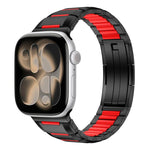 多面橡膠鑲嵌不鏽鋼錶帶，適用於 Apple Watch 46mm / 49mm / 45mm / 44mm，適用於 Apple Watch 42mm / 41mm / 40mm / 38mm