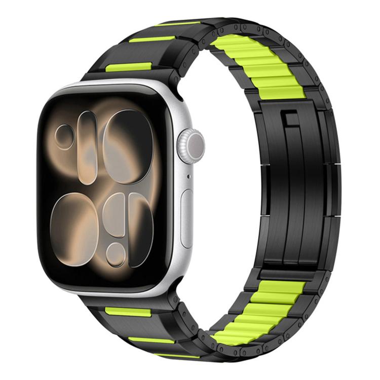 多面橡膠鑲嵌不鏽鋼錶帶，適用於 Apple Watch 46mm / 49mm / 45mm / 44mm，適用於 Apple Watch 42mm / 41mm / 40mm / 38mm