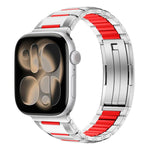 多面橡膠鑲嵌不鏽鋼錶帶，適用於 Apple Watch 46mm / 49mm / 45mm / 44mm，適用於 Apple Watch 42mm / 41mm / 40mm / 38mm