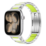 多面橡膠鑲嵌不鏽鋼錶帶，適用於 Apple Watch 46mm / 49mm / 45mm / 44mm，適用於 Apple Watch 42mm / 41mm / 40mm / 38mm
