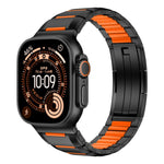 多面橡膠鑲嵌不鏽鋼錶帶，適用於 Apple Watch 46mm / 49mm / 45mm / 44mm，適用於 Apple Watch 42mm / 41mm / 40mm / 38mm