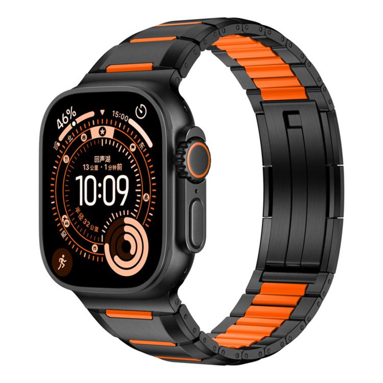多面橡膠鑲嵌不鏽鋼錶帶，適用於 Apple Watch 46mm / 49mm / 45mm / 44mm，適用於 Apple Watch 42mm / 41mm / 40mm / 38mm