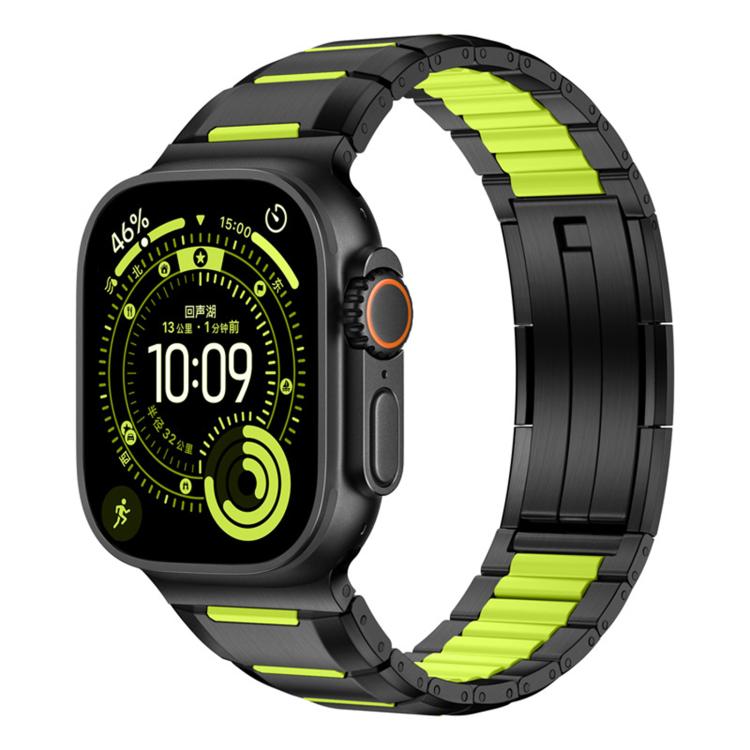 多面橡膠鑲嵌不鏽鋼錶帶，適用於 Apple Watch 46mm / 49mm / 45mm / 44mm，適用於 Apple Watch 42mm / 41mm / 40mm / 38mm