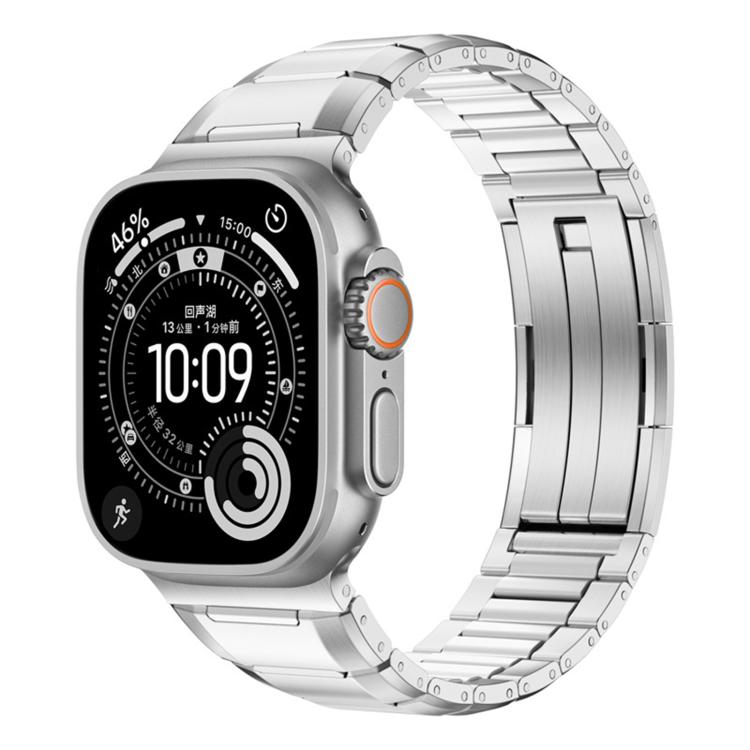 多面橡膠鑲嵌不鏽鋼錶帶，適用於 Apple Watch 46mm / 49mm / 45mm / 44mm，適用於 Apple Watch 42mm / 41mm / 40mm / 38mm