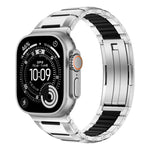多面橡膠鑲嵌不鏽鋼錶帶，適用於 Apple Watch 46mm / 49mm / 45mm / 44mm，適用於 Apple Watch 42mm / 41mm / 40mm / 38mm