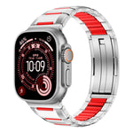 多面橡膠鑲嵌不鏽鋼錶帶，適用於 Apple Watch 46mm / 49mm / 45mm / 44mm，適用於 Apple Watch 42mm / 41mm / 40mm / 38mm