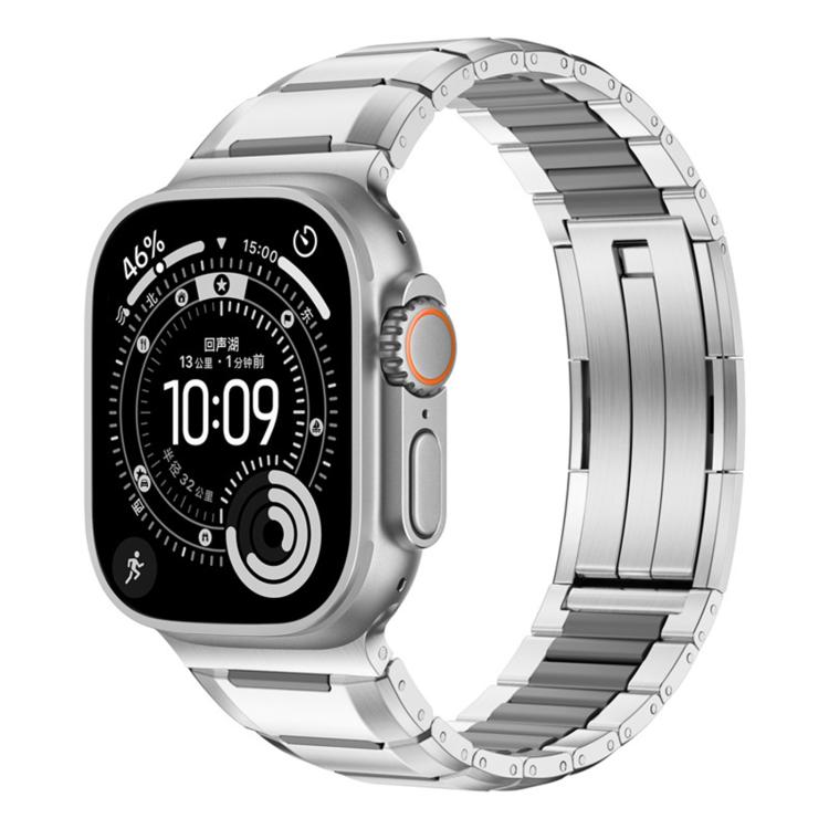 多面橡膠鑲嵌不鏽鋼錶帶，適用於 Apple Watch 46mm / 49mm / 45mm / 44mm，適用於 Apple Watch 42mm / 41mm / 40mm / 38mm