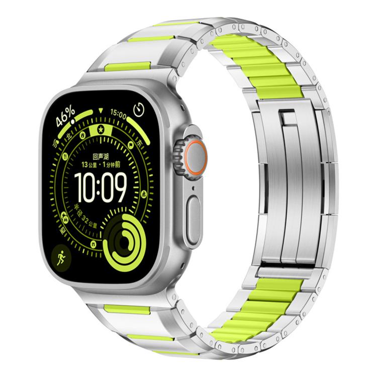 多面橡膠鑲嵌不鏽鋼錶帶，適用於 Apple Watch 46mm / 49mm / 45mm / 44mm，適用於 Apple Watch 42mm / 41mm / 40mm / 38mm