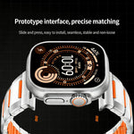 多面橡膠鑲嵌不鏽鋼錶帶，適用於 Apple Watch 46mm / 49mm / 45mm / 44mm，適用於 Apple Watch 42mm / 41mm / 40mm / 38mm