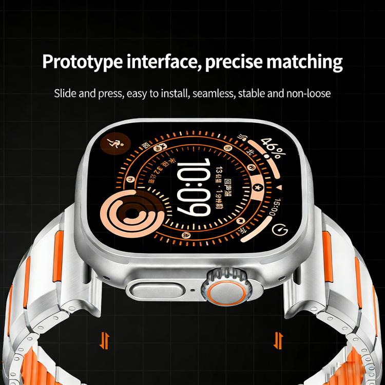 多面橡膠鑲嵌不鏽鋼錶帶，適用於 Apple Watch 46mm / 49mm / 45mm / 44mm，適用於 Apple Watch 42mm / 41mm / 40mm / 38mm