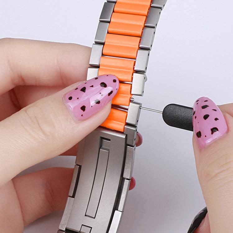 多面橡膠鑲嵌不鏽鋼錶帶，適用於 Apple Watch 46mm / 49mm / 45mm / 44mm，適用於 Apple Watch 42mm / 41mm / 40mm / 38mm