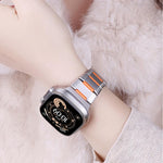 多面橡膠鑲嵌不鏽鋼錶帶，適用於 Apple Watch 46mm / 49mm / 45mm / 44mm，適用於 Apple Watch 42mm / 41mm / 40mm / 38mm