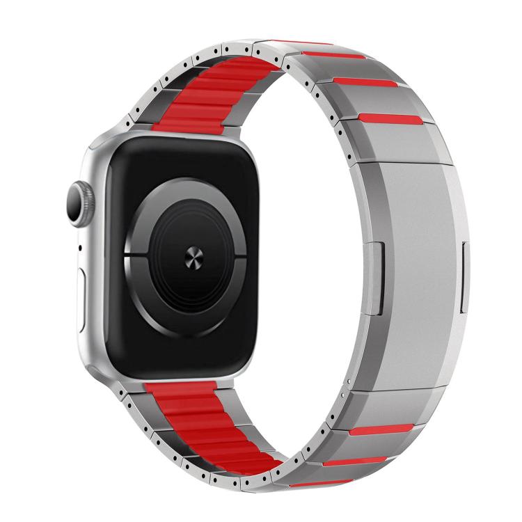 曲面雙色側釋放不鏽鋼錶帶，適用於 Apple Watch 49mm / 46mm / 45mm / 44mm，適用於 Apple Watch 42mm / 41mm / 40mm / 38mm