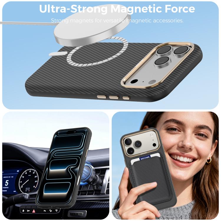 Mocome 凱夫拉碳纖維紋理磁吸防震手機殼，適用於 iPhone 17 Pro Max