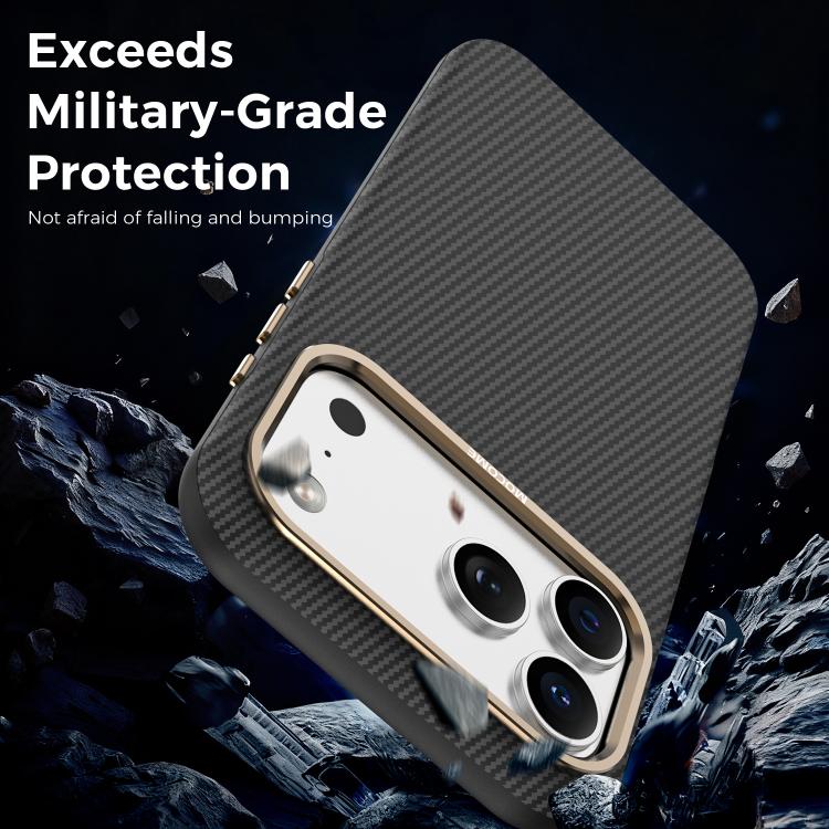 Mocome 凱夫拉碳纖維紋理磁吸防震手機殼，適用於 iPhone 17 Pro Max