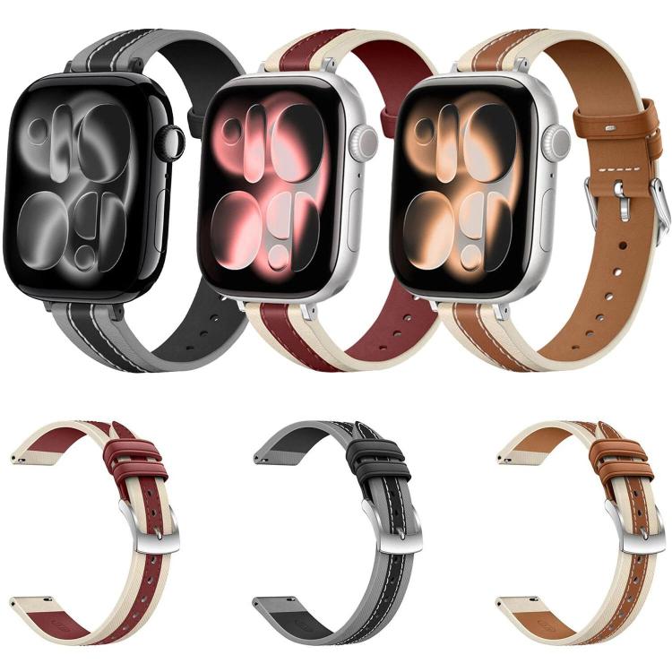 複合縫線真皮錶帶，適用於 Apple Watch 46mm / 49mm / 45mm / 44mm，適用於 Apple Watch 42mm / 41mm / 40mm / 38mm
