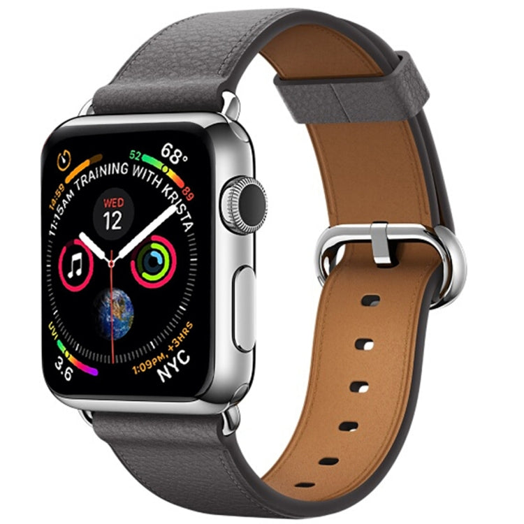 經典按鈕皮革手腕錶帶，適用於 Apple Watch Series 3 & 2 & 1 42mm