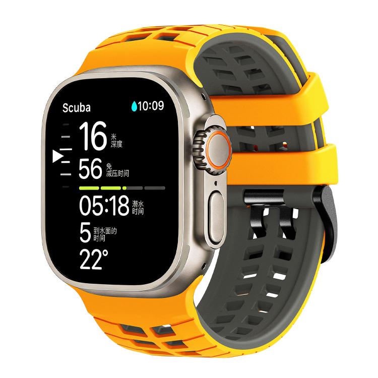 雙孔雙色輪胎紋矽膠錶帶，適用於 Apple Watch 49mm / 46mm / 45mm / 44mm
