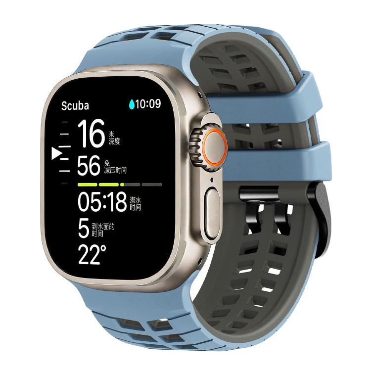 雙孔雙色輪胎紋矽膠錶帶，適用於 Apple Watch 49mm / 46mm / 45mm / 44mm