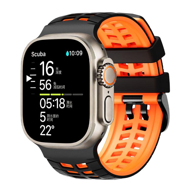 雙孔雙色輪胎紋矽膠錶帶，適用於 Apple Watch 49mm / 46mm / 45mm / 44mm