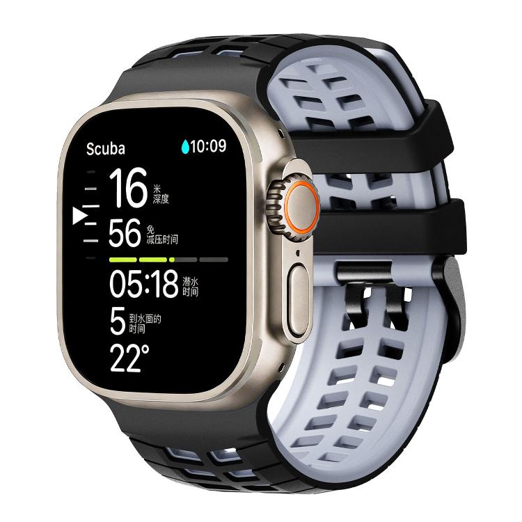 雙孔雙色輪胎紋矽膠錶帶，適用於 Apple Watch 49mm / 46mm / 45mm / 44mm
