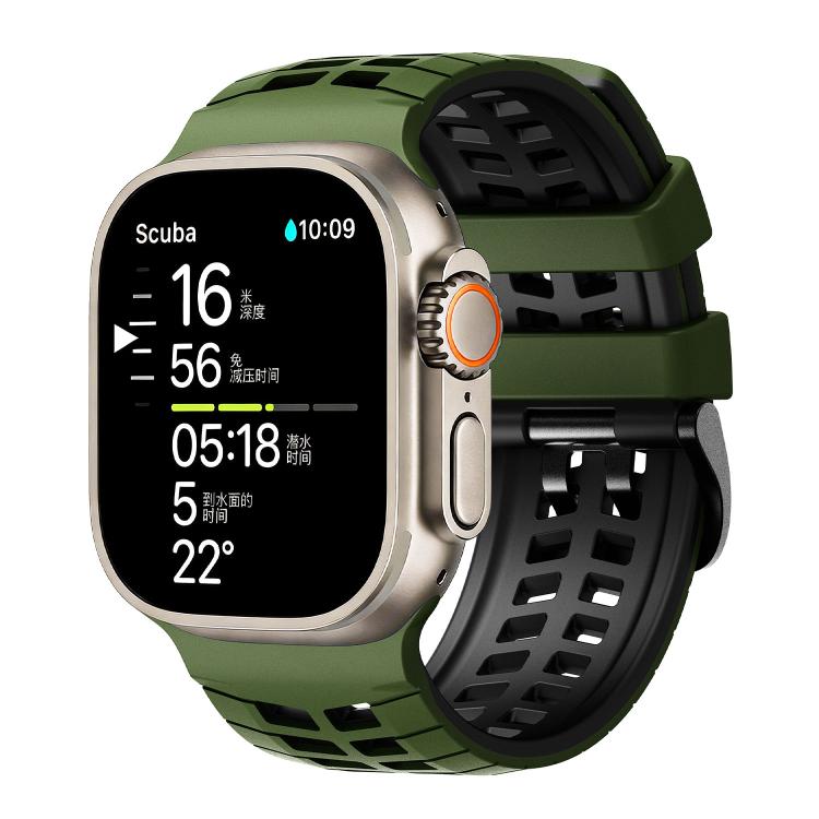 雙孔雙色輪胎紋矽膠錶帶，適用於 Apple Watch 49mm / 46mm / 45mm / 44mm