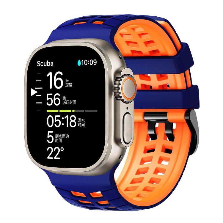 雙孔雙色輪胎紋矽膠錶帶，適用於 Apple Watch 49mm / 46mm / 45mm / 44mm