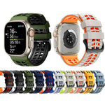 雙孔雙色輪胎紋矽膠錶帶，適用於 Apple Watch 49mm / 46mm / 45mm / 44mm