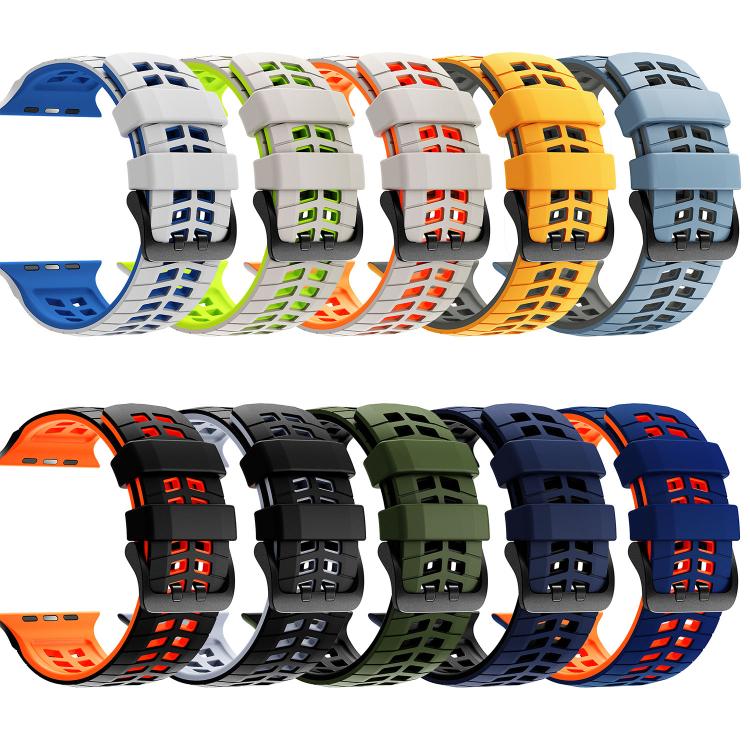 雙孔雙色輪胎紋矽膠錶帶，適用於 Apple Watch 49mm / 46mm / 45mm / 44mm