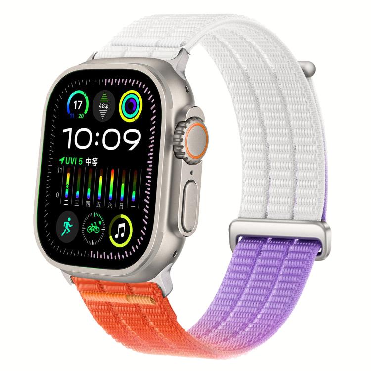 雙鏈雲感透氣尼龍環金屬頭錶帶，適用於 Apple Watch 46mm / 49mm / 45mm / 44mm，適用於 Apple Watch 42mm / 41mm / 40mm / 38mm