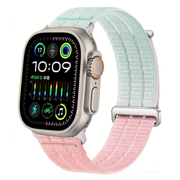 雙鏈雲感透氣尼龍環金屬頭錶帶，適用於 Apple Watch 46mm / 49mm / 45mm / 44mm，適用於 Apple Watch 42mm / 41mm / 40mm / 38mm