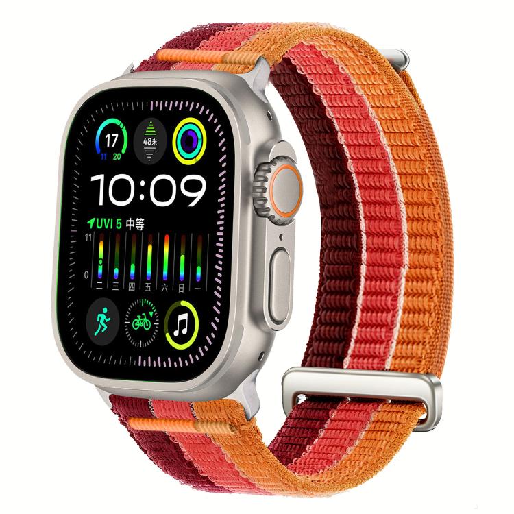 雙鏈雲感透氣尼龍環金屬頭錶帶，適用於 Apple Watch 46mm / 49mm / 45mm / 44mm，適用於 Apple Watch 42mm / 41mm / 40mm / 38mm
