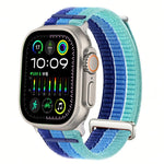 雙鏈雲感透氣尼龍環金屬頭錶帶，適用於 Apple Watch 46mm / 49mm / 45mm / 44mm，適用於 Apple Watch 42mm / 41mm / 40mm / 38mm