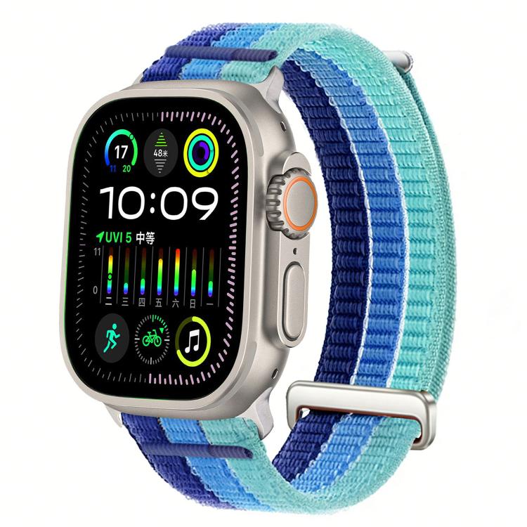 雙鏈雲感透氣尼龍環金屬頭錶帶，適用於 Apple Watch 46mm / 49mm / 45mm / 44mm，適用於 Apple Watch 42mm / 41mm / 40mm / 38mm