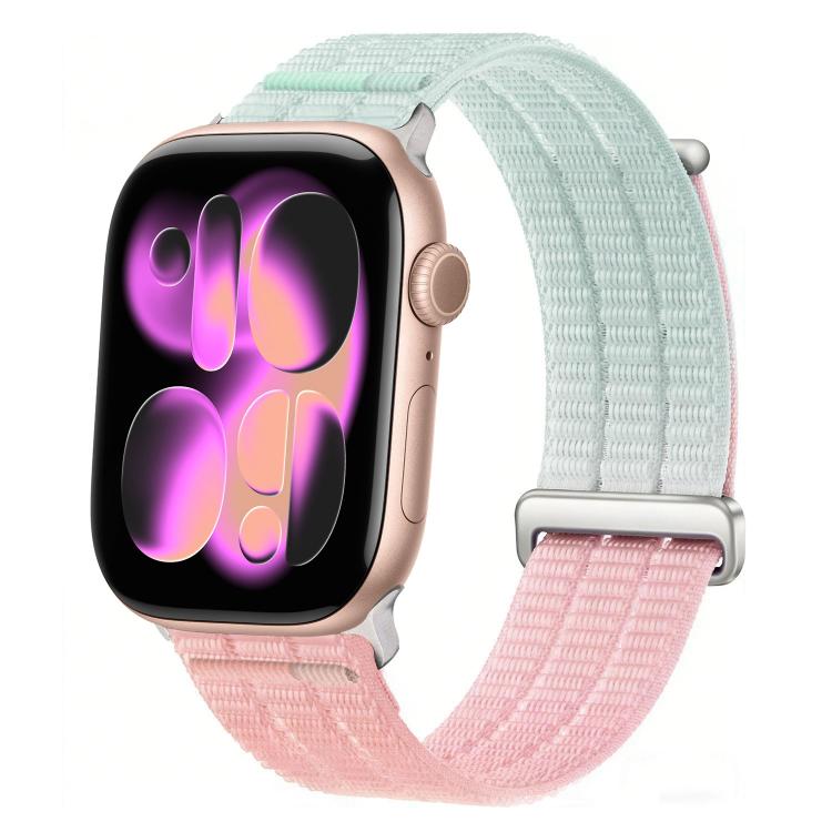 雙鏈雲感透氣尼龍環金屬頭錶帶，適用於 Apple Watch 46mm / 49mm / 45mm / 44mm，適用於 Apple Watch 42mm / 41mm / 40mm / 38mm