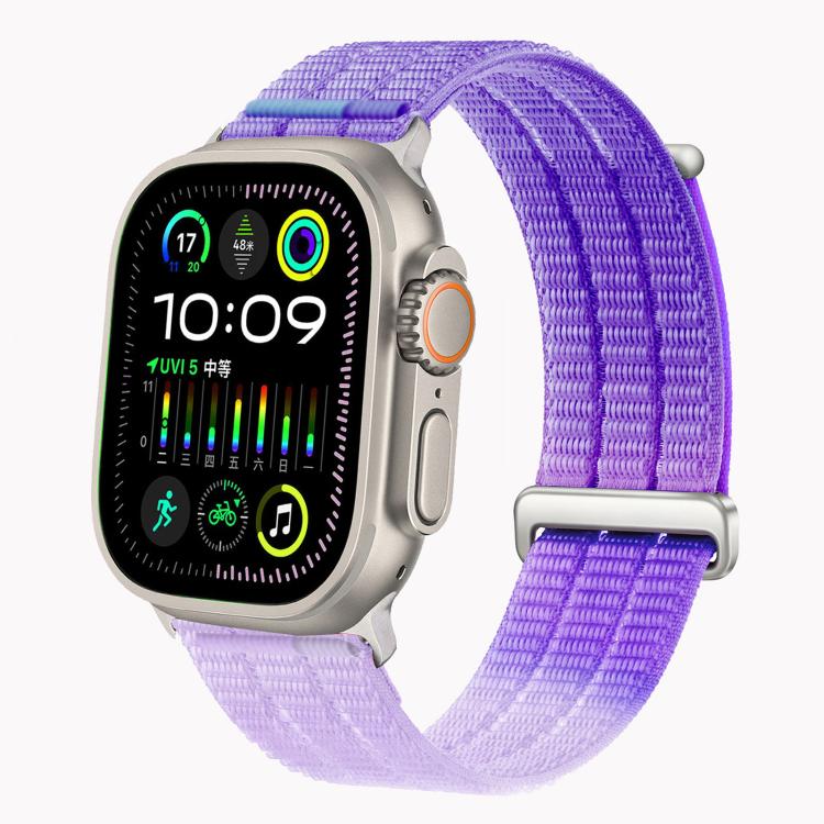 雙鏈雲感透氣尼龍環金屬頭錶帶，適用於 Apple Watch 46mm / 49mm / 45mm / 44mm，適用於 Apple Watch 42mm / 41mm / 40mm / 38mm