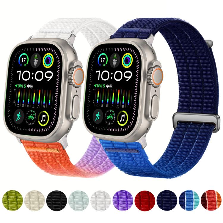 雙鏈雲感透氣尼龍環金屬頭錶帶，適用於 Apple Watch 46mm / 49mm / 45mm / 44mm，適用於 Apple Watch 42mm / 41mm / 40mm / 38mm