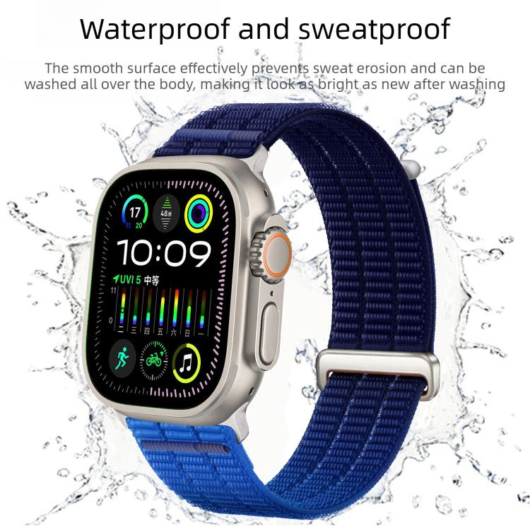 雙鏈雲感透氣尼龍環金屬頭錶帶，適用於 Apple Watch 46mm / 49mm / 45mm / 44mm，適用於 Apple Watch 42mm / 41mm / 40mm / 38mm