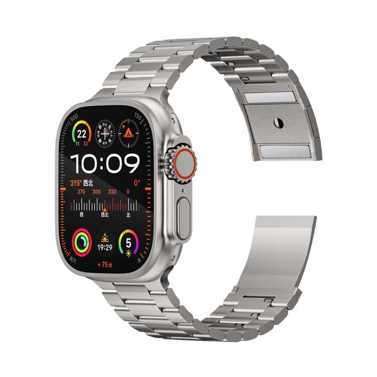 鈦合金錶帶 三珠磁扣 適用於 Apple Watch 46mm / 49mm / 45mm / 44mm，適用於 Apple Watch 42mm / 41mm / 40mm / 38mm