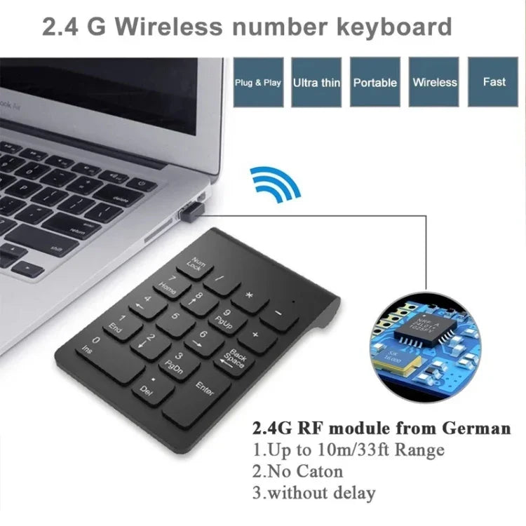 18鍵 2.4GHz 迷你 USB 數字鍵盤 無線黑色