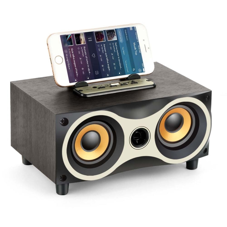 X6 便攜木質無線喇叭 低音炮立體聲藍牙喇叭 收音機 FM 桌面用，黑色木質