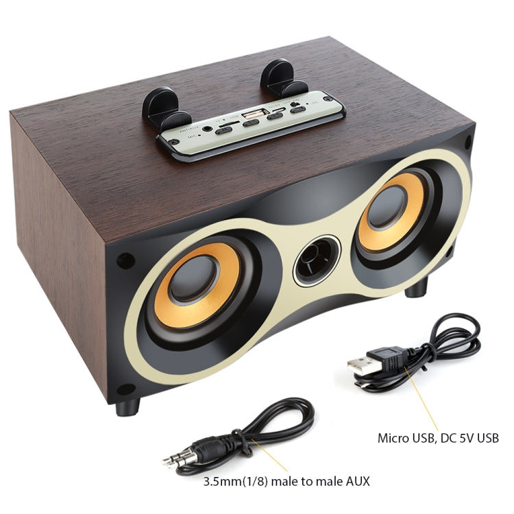 X6 便攜木質無線喇叭 低音炮立體聲藍牙喇叭 收音機 FM 桌面用，黑色木質
