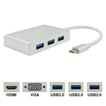USB C 轉 HDMI VGA USB 集線器轉接器，5合1 USB 3.1 轉換器，適用 MacBook、ChromeBook Pixel、華為 MateBook，HDMI+VGA+3個USB3.0 轉 Type-C