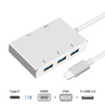 USB C 轉 HDMI VGA USB 集線器轉接器，5合1 USB 3.1 轉換器，適用 MacBook、ChromeBook Pixel、華為 MateBook，HDMI+VGA+3個USB3.0 轉 Type-C
