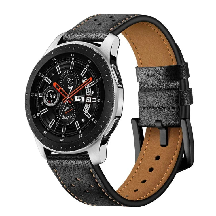 適用於 Samsung Galaxy Watch Active 22mm 皮革孔眼運動錶帶