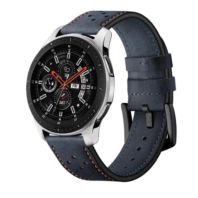 適用於 Samsung Galaxy Watch Active 22mm 皮革孔眼運動錶帶