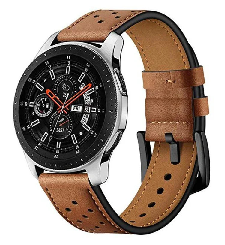 適用於 Samsung Galaxy Watch Active 22mm 皮革孔眼運動錶帶