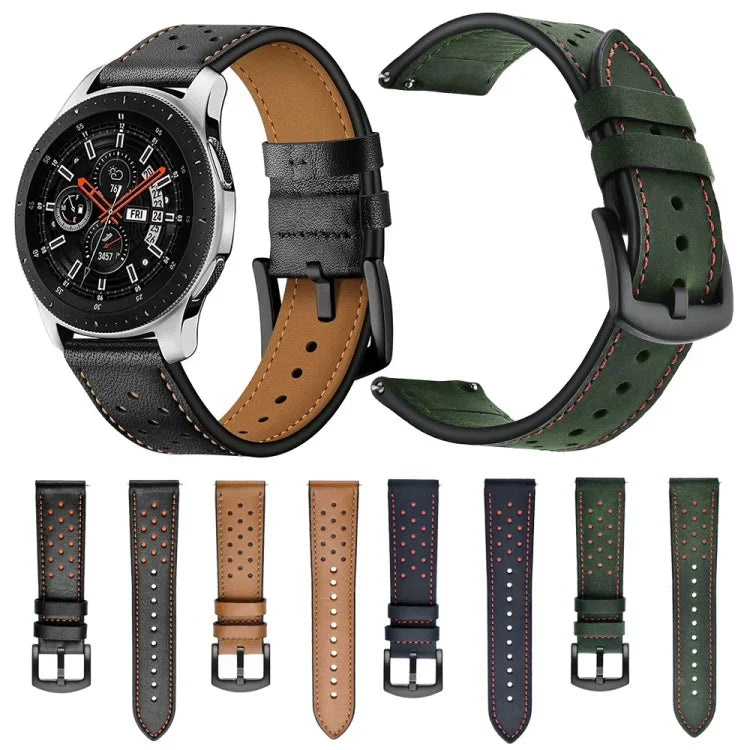 適用於 Samsung Galaxy Watch Active 22mm 皮革孔眼運動錶帶